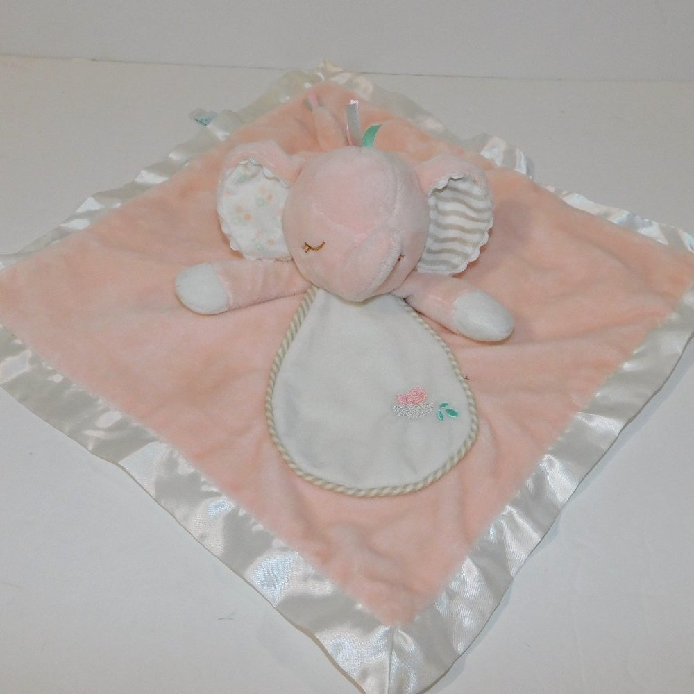 Douglas Baby Pink Elephant Lil Snuggler Plush Satin Trim Security Blanket Lovey